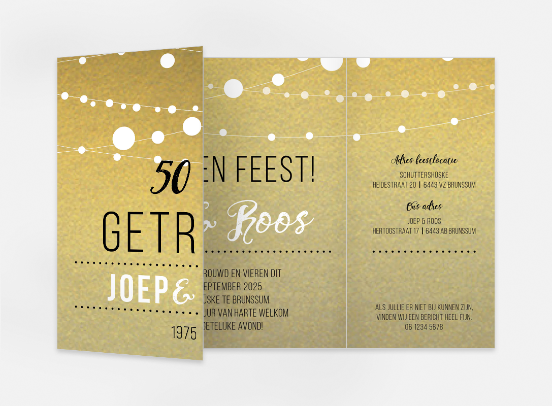 Lortye Feestje 045 Uitnodiging Tenerif Goud
