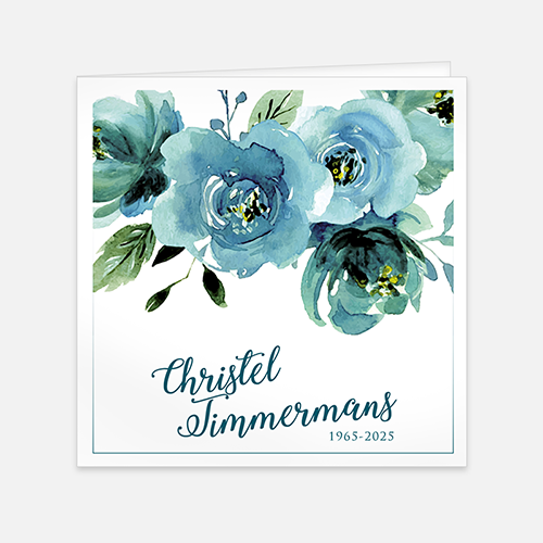  Lortye RK Rouwkaart Waterverf Bloemen Vierkant